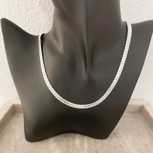 925 Sterling Silver Snake Chain Necklace Herringbone Necklace Chain 6 MM - Picture 6 of 7